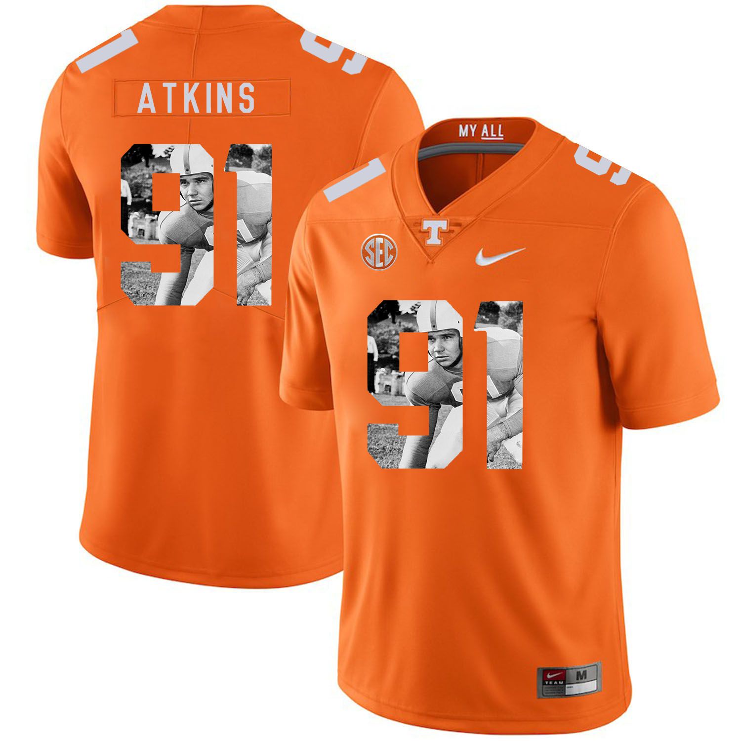 Men Tennessee Volunteers #91 Atkins Orange Fashion Edition Customized NCAA Jerseys->customized ncaa jersey->Custom Jersey